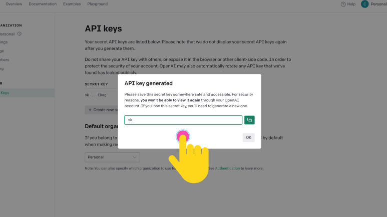 ChatGPT  Openai API 키 발급 확인